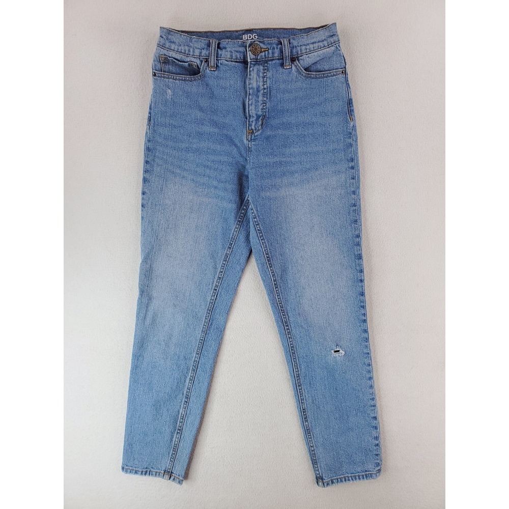 BDG Jeans Womens 26 Mom Jean Relaxed Tapered High Rise Distressed Stone Wash